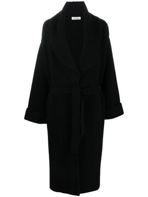 There Was One ribbed-knit belted cardi-coat - Black