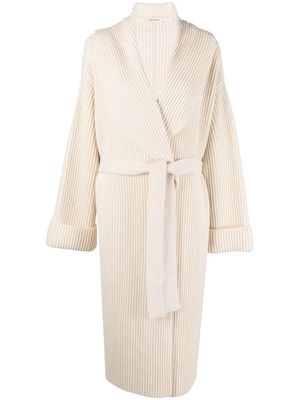 There Was One ribbed-knit belted cardi-coat - Neutrals
