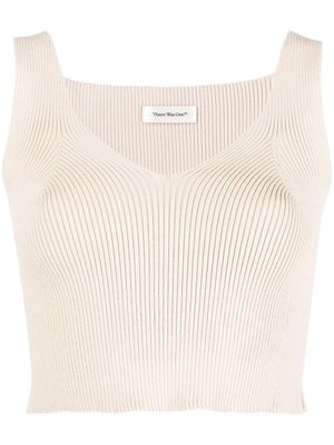There Was One ribbed stretch-fit cropped top - Neutrals