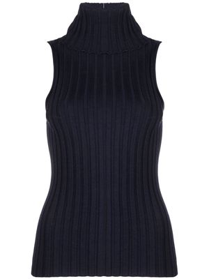 There Was One roll-neck sleeveless ribbed-knit top - Blue