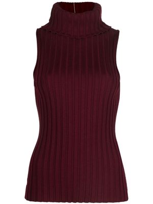 There Was One roll-neck sleeveless ribbed-knit top - Red