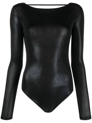 There Was One shiny-effect open-back bodysuit - Black