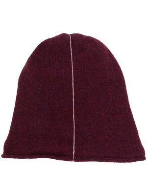 There Was One stripe-detail beanie hat - Red