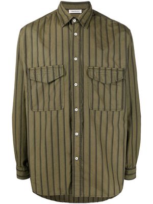 There Was One striped organic-cotton shirt - Green