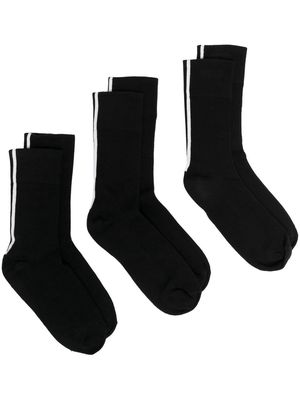 There Was One three-pack stripe-detail socks - Black