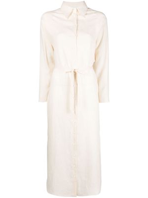 There Was One tie-waist linen midi shirtdress - Neutrals