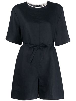 There Was One tied-waist linen playsuit - Blue