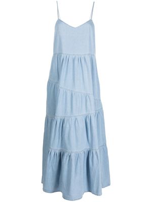 There Was One tiered denim maxi dress - Blue
