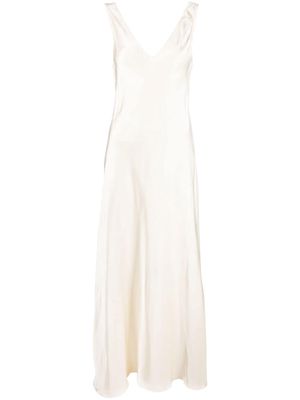 There Was One V-neck tank satin gown - White