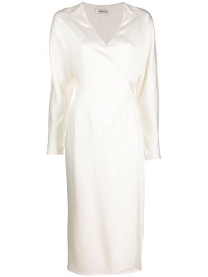 There Was One V-neck tie-waist wrap dress - White