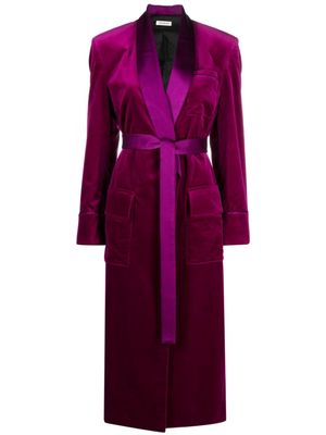 There Was One velvet belted wrap midi dress - Purple