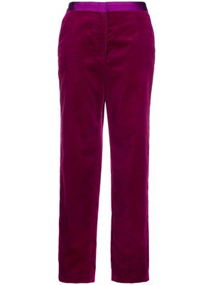 There Was One velvet-finish straight-leg trousers - Purple