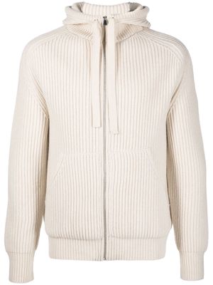 There Was One zip-up ribbed-knit hoodie - Neutrals