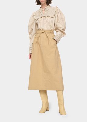 Therese Twill Belted Midi Skirt