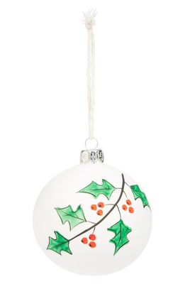 THIE Holly Artist Glass Ornament in White Tones