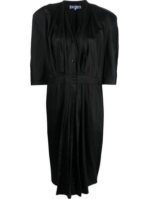 Thierry Mugler Pre-Owned 1980s pleat detailing buttoned dress - Black