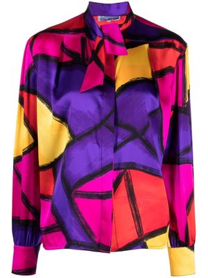 Thierry Mugler Pre-Owned abstract-print silk shirt - Blue