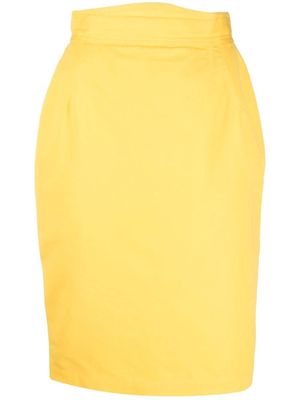 Thierry Mugler Pre-Owned asymmetric waistband pencil skirt - Yellow
