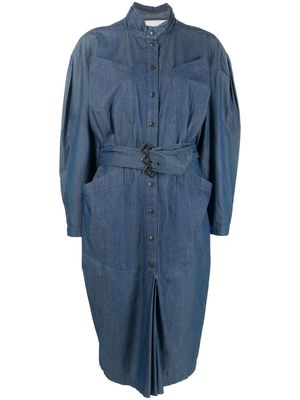 Thierry Mugler Pre-Owned belted denim shirtdress - Blue