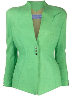 Thierry Mugler Pre-Owned collarless buttoned blazer - Green