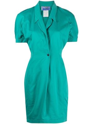 Thierry Mugler Pre-Owned fitted waistline short-sleeved dress - Green