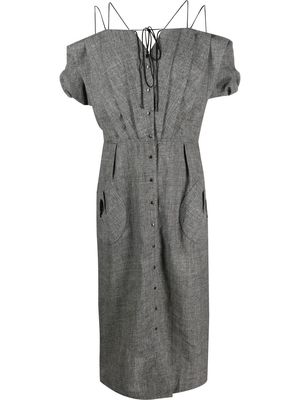 Thierry Mugler Pre-Owned tie-fastened midi dress - Grey