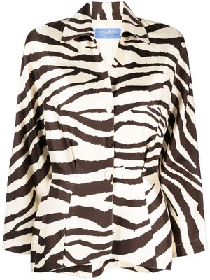 Thierry Mugler Pre-Owned zebra print silk jacket - Neutrals