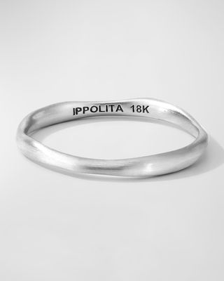 Thin Matte Squiggle Ring in 18K White Gold, Size 7
