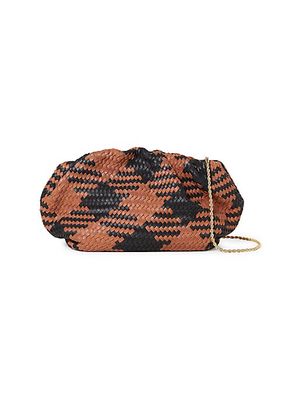 Thin Weave Check Leather Clutch