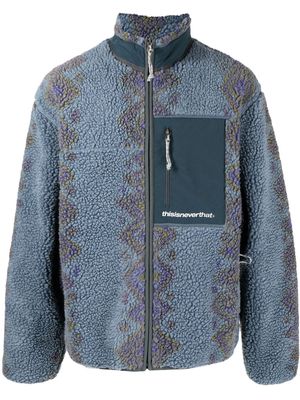 This Is Never That geometric-print sherpa fleece jacket - Blue