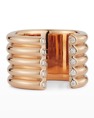 Thoby Rose Gold 5-Row Tubular Open Ring with Diamonds