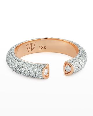 Thoby Rose Gold Tubular Open Band Ring with Diamond Ends