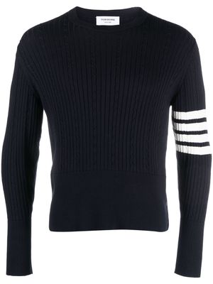 Thom Browne 4-Bar cable-knit ribbed jumper - Blue
