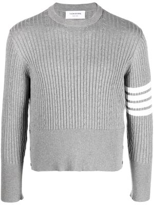 Thom Browne 4-Bar cable-knit ribbed jumper - Grey