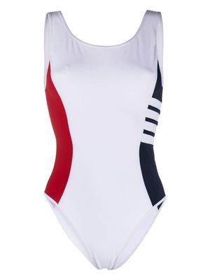 Thom Browne 4-Bar colour-block swimsuit - White