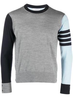 Thom Browne 4-Bar colour-block virgin-wool jumper - Grey