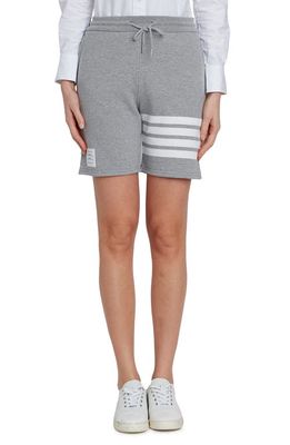 Thom Browne 4-Bar Cotton Sweats Shorts in Light Grey