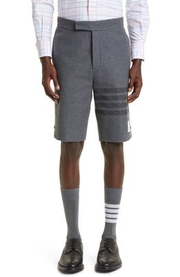 Thom Browne 4-Bar Double Face Cotton Bermuda Shorts in Medium Grey