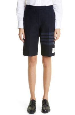 Thom Browne 4-Bar Double Face Shorts in Navy