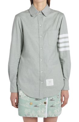 Thom Browne 4-Bar Flannel Button-Up Shirt in Dark Green