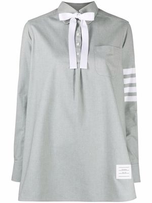 Thom Browne 4-Bar front-tie long-sleeve blouse - Green