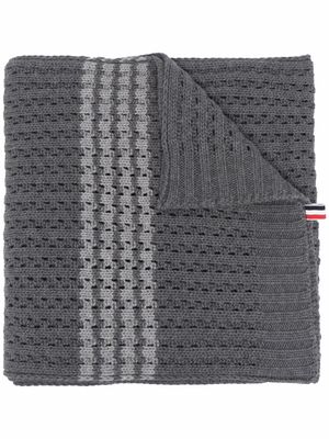 Thom Browne 4-Bar knit scarf - Grey