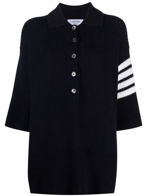 Thom Browne 4-Bar knitted polo - Blue