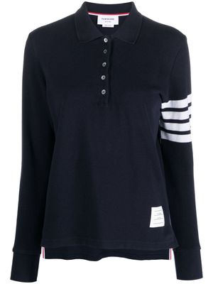 Thom Browne 4-Bar long-sleeved polo shirt - Blue