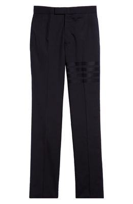 Thom Browne 4-Bar Mélange Wool Pants in Dark Blue