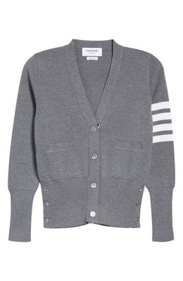 Thom Browne 4-Bar Merino Wool Cardigan in Medium Grey