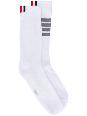 Thom Browne 4-Bar mid-calf socks - White