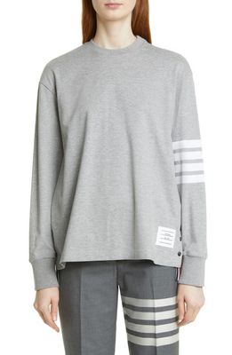 Thom Browne 4-Bar Oversize Long Sleeve T-Shirt in Light Grey