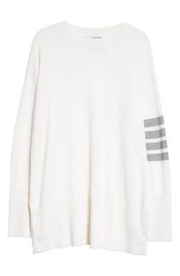 Thom Browne 4-Bar Oversize Merino Wool Sweater in White