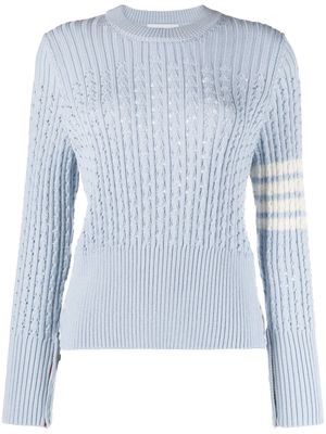 Thom Browne 4-Bar pointelle-knit wool jumper - Blue